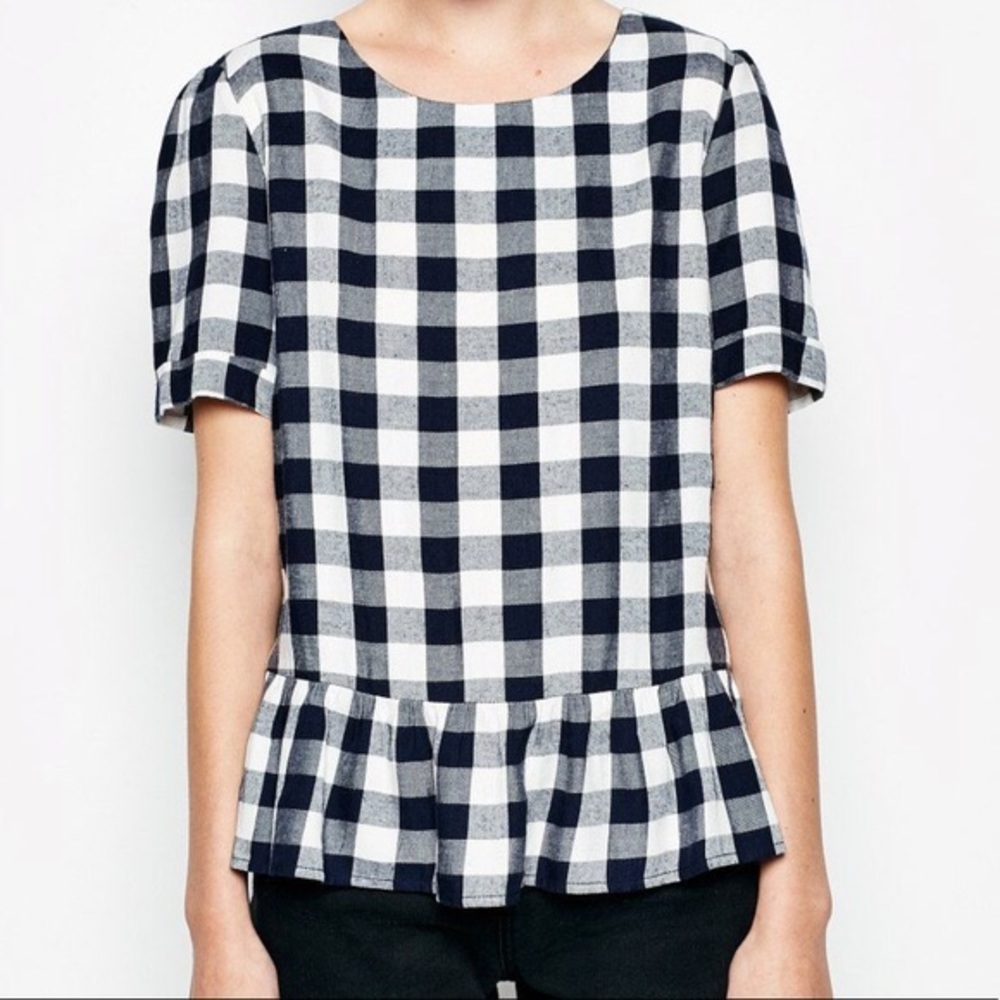 Jack Wills Dillian frill hem top gingham